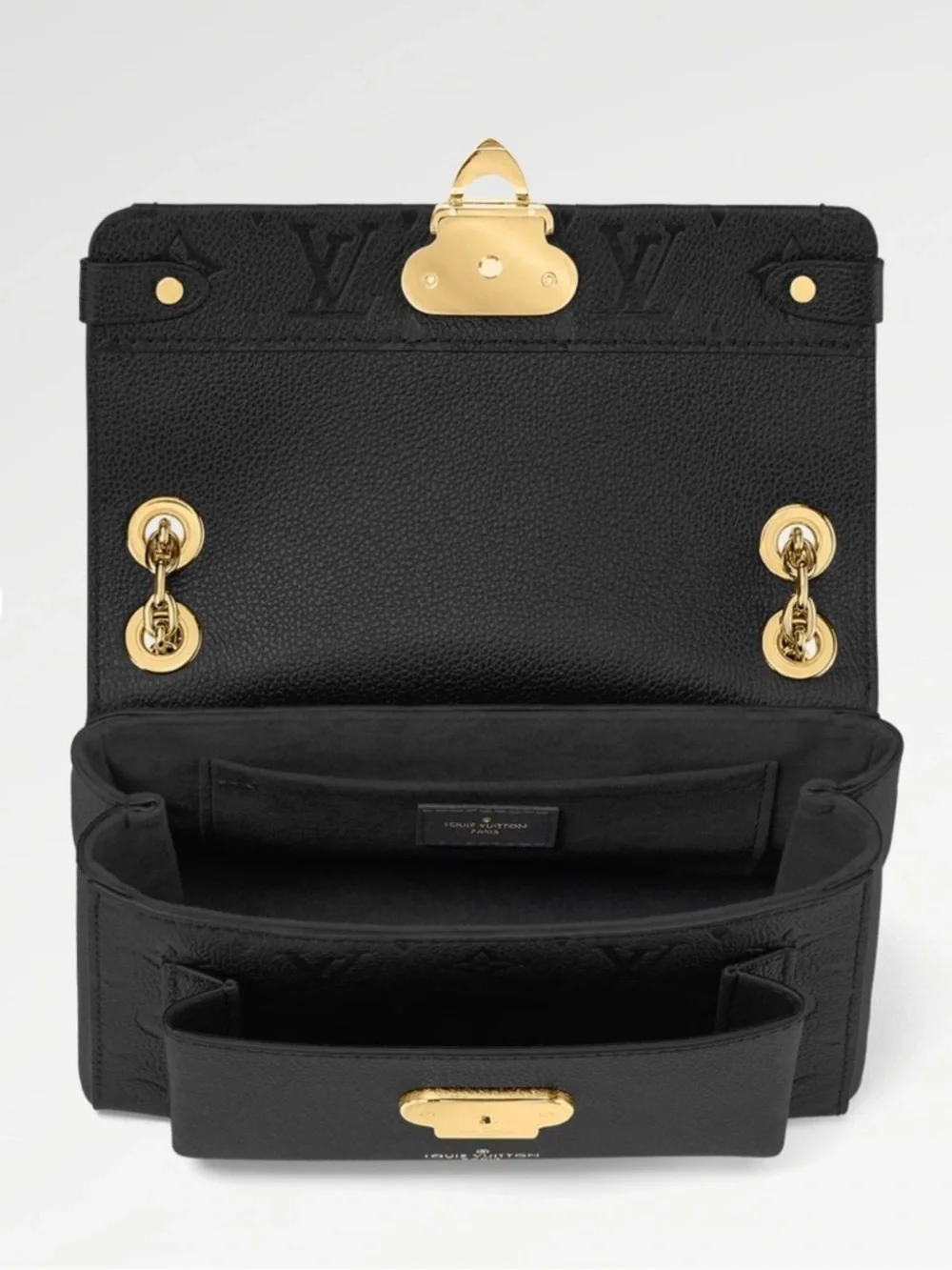 Louis Vuitton Vavin BB Empriente black leather logo bag 2 way strap